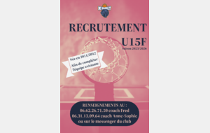 Recrutement U15F saison 2025/2026